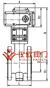 電動V型球閥外型尺寸圖（法蘭式）