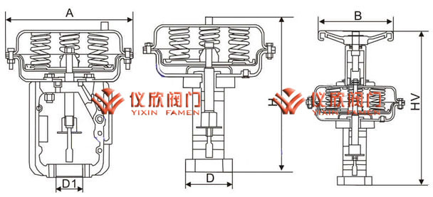 氣動薄膜執行器外形尺寸圖