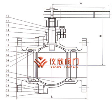 Q41F浮動球閥,結(jié)構(gòu)圖